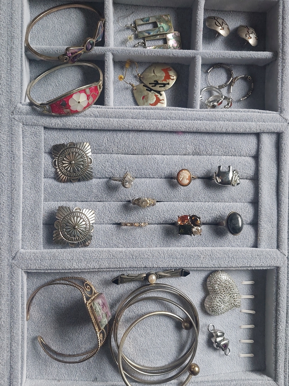 Silver Tone  Mixed Jewelry Lot with Pink Enamel Accents